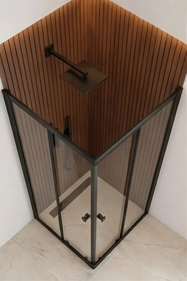 Duşakabin Kare Siyah Profil Şeffaf Cam